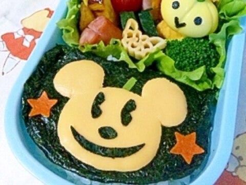 簡単キャラ弁☆ハロウィン　ミッキーカボチャ弁当♪